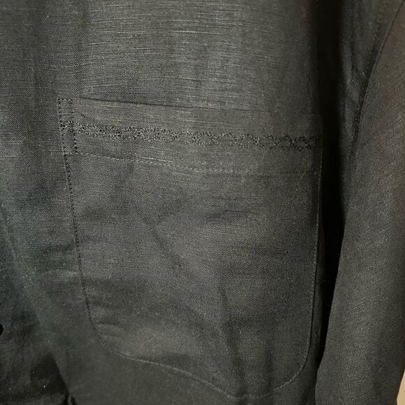 Men's Black Linen Blend Resort style Shirt Size 2X Great Condition - Picture 5 of 7